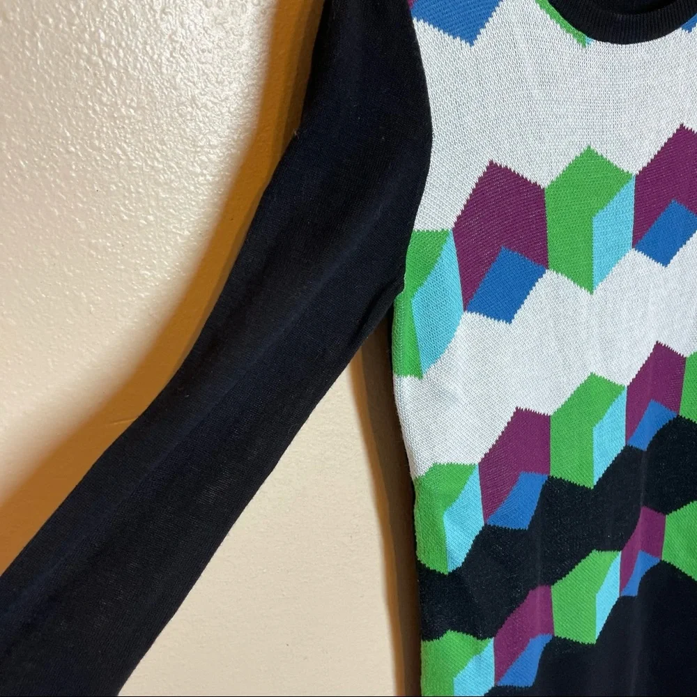 Tibi Geometric Pattern Long Sleeve Knit Sweater Dress Size XS - Picture 4 of 6
